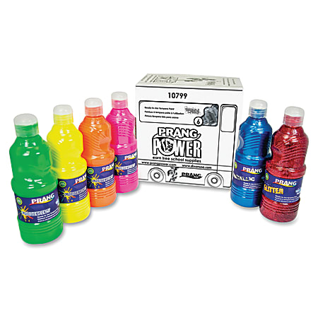 Prang® Power Florescent Paint Set, 16 Fl Oz, Assorted Neon Colors, Set Of 6 Paints