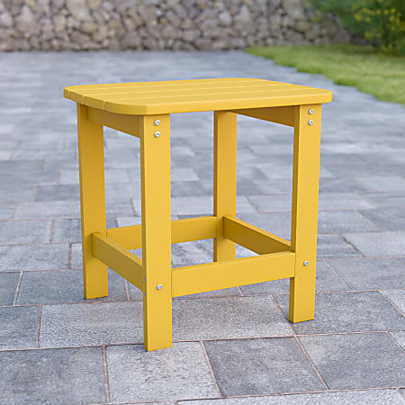 Flash Furniture Charlestown All-Weather Adirondack Side Table, 18-1/4”H x 18-3/4”W x 15”D, Yellow