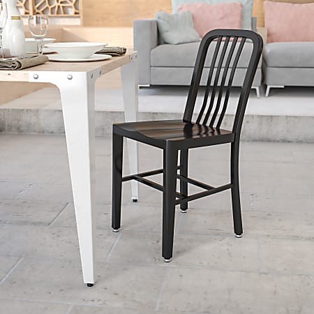 Flash Furniture Commercial-Grade Metal Indoor/Outdoor Chair, Black