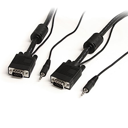 StarTech.com 15 ft Coax High Resolution Monitor VGA Cable with Audio - VGA cable - HD-15 (VGA), mini-phone stereo 3.5 mm (M) to HD-15 (VGA), mini-phone stereo 3.5 mm (M) - 15 ft - black - for P/N: CDP2VGA, CDP2VGAFC, MDP2VGAAMM2M, MDP2VGAAMM3M