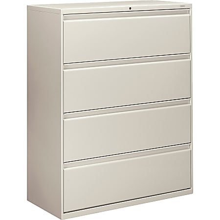 HON® 800 42"W x 19-1/4"D Lateral 4-Drawer File Cabinet With Lock, Light Gray