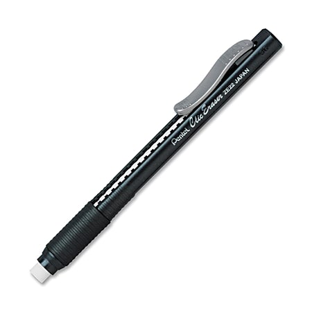 Pentel Rubber Grip Clic Eraser - Lead Pencil - Refillable - Pen - Retractable, Latex-free Grip, Ghost Resistant, Pocket Clip - 1Each - Black