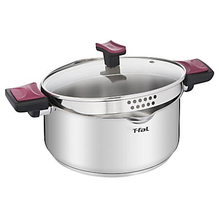 T-Fal Cook & Clip 5-Quart Dutch Oven, Maroon/Silver