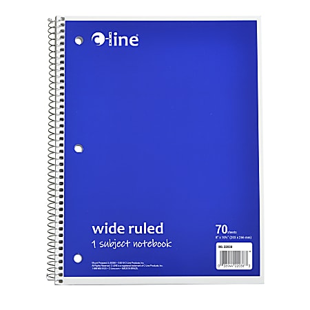 C-Line Wide Rule Spiral Notebooks, 8" x 10-1/2", 1 Subject, 70 Sheets, Blue, Case Of 24 Notebooks