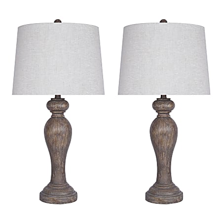 LumiSource Peppa Table Lamps, 16"H, Natural/Opal Gray, Set Of 2 Lamps