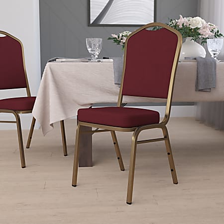 Flash Furniture HERCULES Series Crown Back Stacking Banquet Chair, Burgundy/Gold