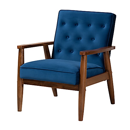 Baxton Studio 9938 Lounge Chair, Navy Blue