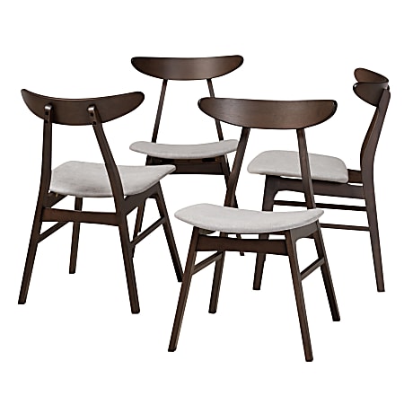 Baxton Studio 10466 Mid-Century Modern Dining Chairs, Light Gray, Set Of 4 Chairs