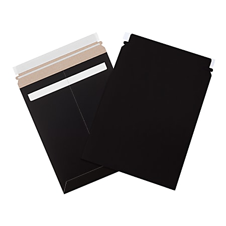 Office Depot® Brand Self-Seal Stayflats® Mailers, 9 3/4" x 12 1/4", Black, Case Of 100 
