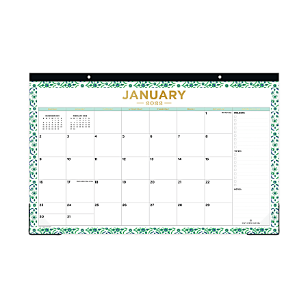 Day Designer Monthly Desk Calendar, 17” x 11”, Kismet Tile, January To December 2022, 132466