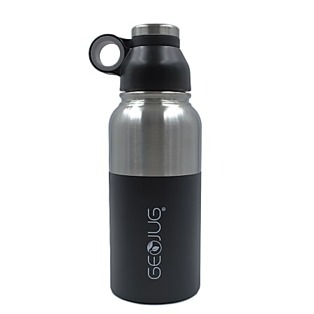 Brentwood GeoJug Vacuum-Insulated Water Bottle, 40 Oz, Black