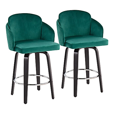 LumiSource Dahlia Counter Stools, Black/Green, Set Of 2 Stools