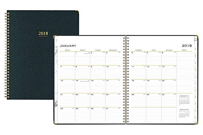 Blue Sky™ Carrera Weekly/Monthly TP Planner, 8 1/2" x 11", 50% Recycled, Black, January to December 2018 (101655)