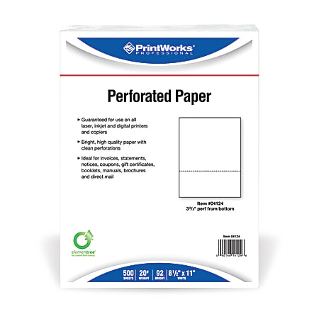 Printout Paper, 1-Part, 0.5 Standard Perforation, 20 lb Bond Weight, 9.5 x  11, White, 2,400/Carton - Office Express Office Products