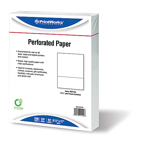 PrintWorks Professional Pre Perforated Paper Letter Paper Size 20 Lb