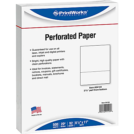 PrintWorks Professional Pre Perforated Paper 1 Ream White Letter 8 12 x ...