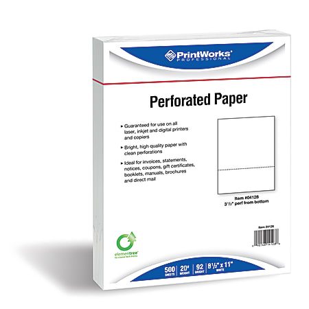 PrintWorks Professional Pre-Perforated 1-Hole-Punched Paper, Letter Paper Size, 92 Brightness, 20 Lb, White, 500 Sheets Per Ream