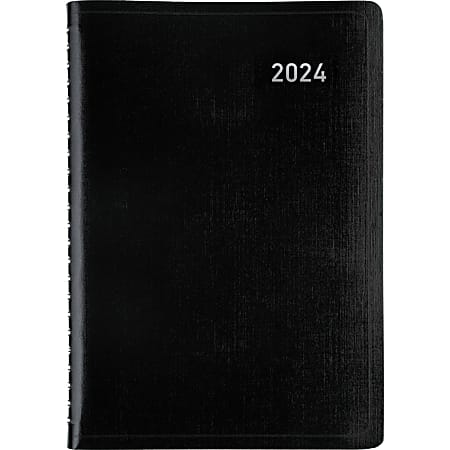 2024 Office Depot® Brand Daily Planner, 5" x 8", Black, January To December 2024 , OD000100
