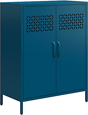 Ameriwood Home Mr. Kate Annie 32"W Short Metal 2-Door Cabinet, Deep Ocean Blue