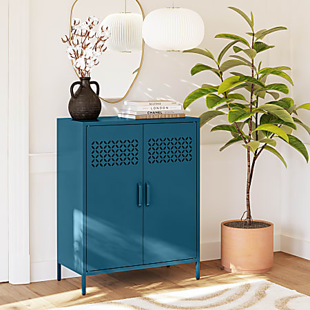 Marisol + Daisy Traditional 30 Wood Storage Unit with 4 Baskets and 2 Drawer - Blue