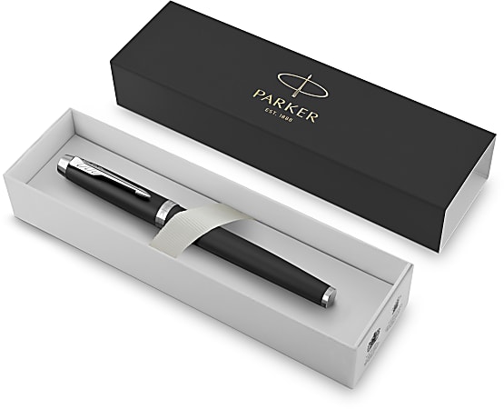 Parker® IM Rollerball Pen, Fine Point, 0.5 mm, Matte Black/Chrome Barrel, Black Ink