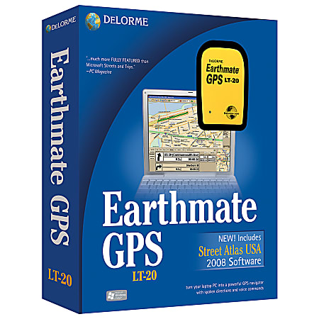 DeLorme Earthmate® GPS LT-20 Receiver & Street Atlas USA® 2008, On DVD, Traditional Disc
