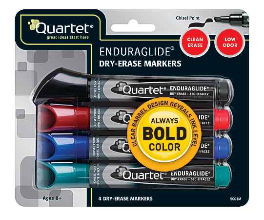 Quartet Dry Erase Markers Whiteboard Markers Chisel Tip EnduraGlide Bold Color Assorted Colors 12 Pack (5001-18m)
