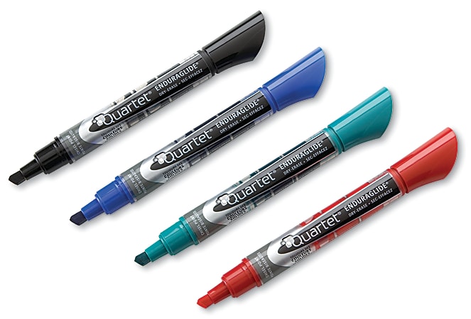 Quartet® EnduraGlide® Dry-Erase Markers, Chisel, Assorted Colors, Pack Of 4
