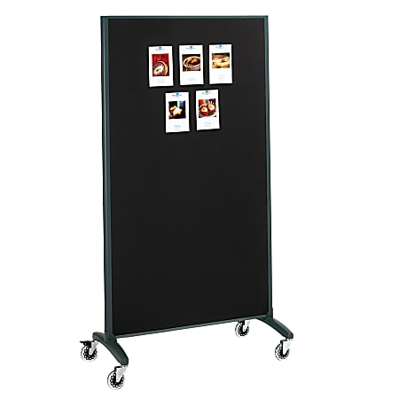 Quartet® Motion® 2-Sided Bulletin Board/Non-Magnetic Dry-Erase Whiteboard Rolling Room Divider, 36" x 72", Aluminum Frame With Black Finish