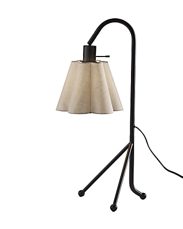 Adesso Kendra Table Lamp, Black/Oatmeal Fabric Shade