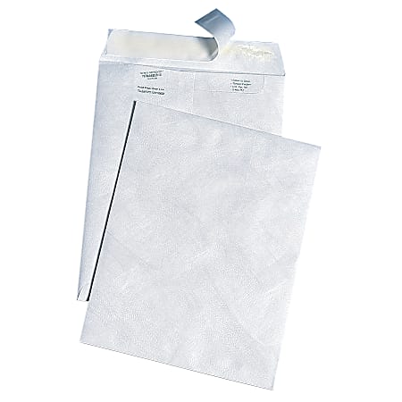Quality Park® Tyvek® Envelopes, 9" x 12", Embossed Texture, Self-Adhesive, White, Box Of 100