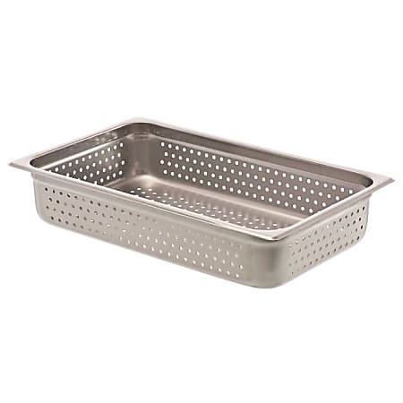 Hoffman Tech Browne Stainless Steel Steam Table Pans, Perforated, Full Size, Silver, Pack Of 12 Pans
