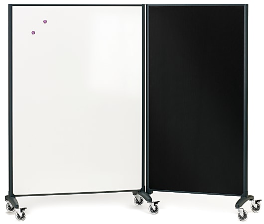 Quartet® Motion® Room Divider With DuraMax® Porcelain Magnetic Dry-Erase Whiteboard Surface, 48" x 72", Metal Frame With Graphite Finish