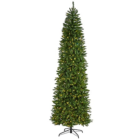 Nearly Natural Slim Green Mountain Pine Artificial Christmas Tree, 9’H