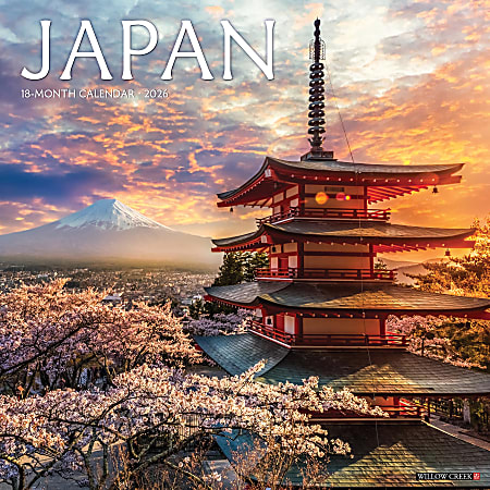 2026 Willow Creek Press Scenic Monthly Wall Calendar, 12" x 12", Japan, January To December, 55885