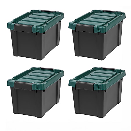 IRIS Remington Store-It-All Storage Totes, 5-Gallon, Black, Total Qty 4