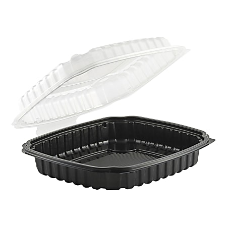 Anchor Packaging Culinary Basics® Microwavable Containers, 1.12 Qt, Black/Clear, Pack Of 100 Containers