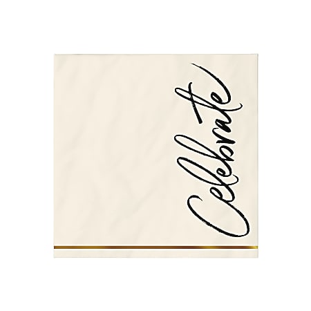 Hallmark Cocktail Napkins, "Celebrate" Brushstroke Script (Pack of 16)