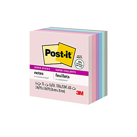 Post it Recycled Super Sticky Notes 3 in x 3 in 5 Pads 90 SheetsPad 2x ...