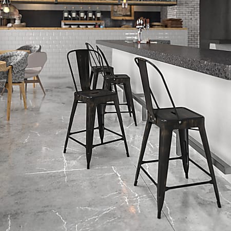 Flash Furniture 24"H Commercial-Grade Metal Counter Stool,