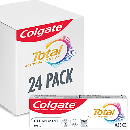 Colgate Total® Active Prevention Clean Mint Toothpaste, Travel Size Toothpaste, 0.88 oz 24/Carton