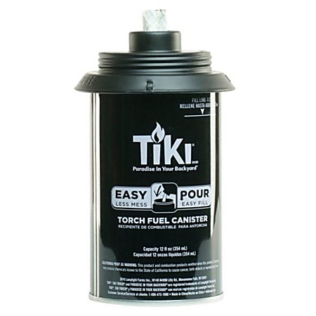Hollowick Replacement Fuel Canister For Tiki Brand Torches, 12 Oz, 6-1/2" x 3-1/2", Black