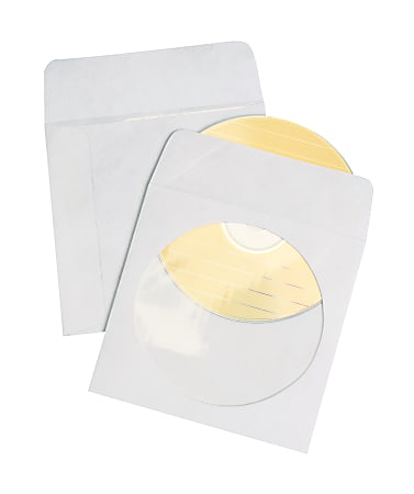 Quality Park CD/DVD Sleeves, 5" x 5", White, Box Of 250