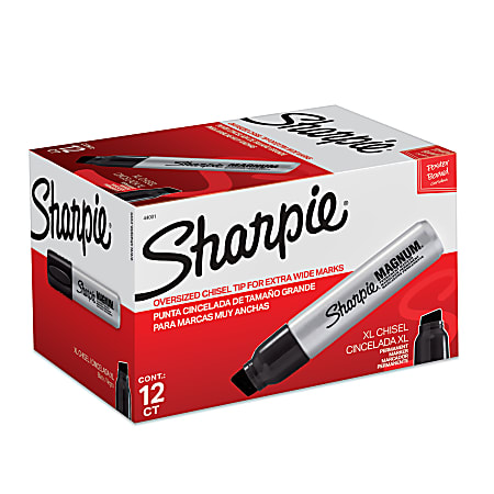 Sharpie® Magnum Permanent Marker, Extra Large Chisel, Black Ink - Pkg Qty 12