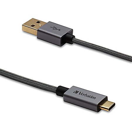 Verbatim USB-C™ to USB-A Cable - 47 in. Braided Black - 47 in. Braided Black
