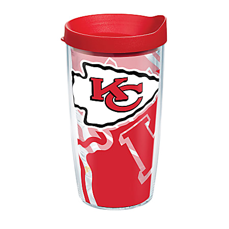 Tervis NFL Tumbler With Lid, 16 Oz, Kansas City Chiefs, Clear