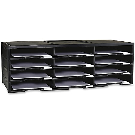 Storex 12-compartment Organizer - 6000x Sheet - 12 Compartment(s) - 9.50"x12" - 10.5"x14.1" Width31.4" - 100% Recycled - Black - Polystyrene