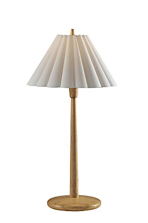 Adesso Scallop Table Lamp, Natural/White Fabric Shade