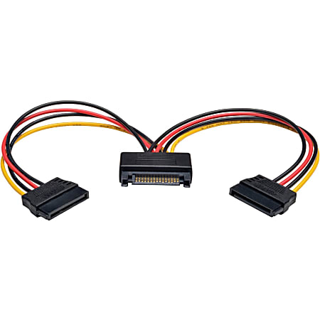 Tripp Lite 6in Serial ATA SATA Power Y Splitter Cable Adapter 15Pin M/F - For SATA Drive - Red - 6 Inch