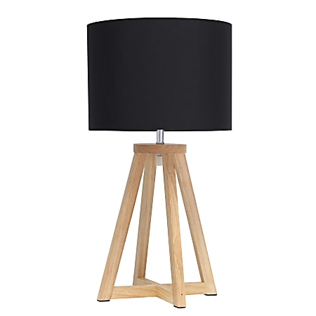 Simple Designs Interlocked Triangular Table Lamp, 19-1/8"H, Black Shade/Natural Base